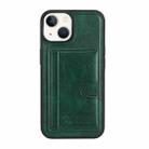 For iPhone 14 Pro Card Slot Holder Leather Phone Case(Green) - 1