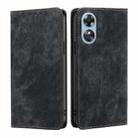 For OPPO A17 RFID Anti-theft Brush Magnetic Leather Phone Case(Black) - 1