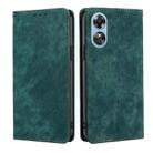 For OPPO A17 RFID Anti-theft Brush Magnetic Leather Phone Case(Green) - 1