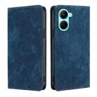 For Realme C33 4G RFID Anti-theft Brush Magnetic Leather Phone Case(Blue) - 1