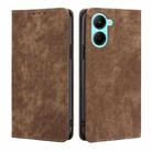 For Realme C33 4G RFID Anti-theft Brush Magnetic Leather Phone Case(Brown) - 1