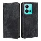 For vivo V25 5G/V25e 5G RFID Anti-theft Brush Magnetic Leather Phone Case(Black) - 1