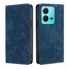 For vivo V25 5G/V25e 5G RFID Anti-theft Brush Magnetic Leather Phone Case(Blue) - 1