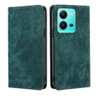 For vivo V25 5G/V25e 5G RFID Anti-theft Brush Magnetic Leather Phone Case(Green) - 1