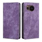 For Sharp Aquos sense7 Plus RFID Anti-theft Brush Magnetic Leather Phone Case(Purple) - 1