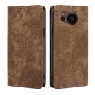 For Sharp Aquos sense7 Plus RFID Anti-theft Brush Magnetic Leather Phone Case(Brown) - 1