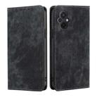 For Xiaomi Poco M5 4G RFID Anti-theft Brush Magnetic Leather Phone Case(Black) - 1