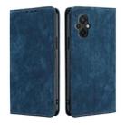 For Xiaomi Poco M5 4G RFID Anti-theft Brush Magnetic Leather Phone Case(Blue) - 1