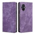 For Xiaomi Poco M5 4G RFID Anti-theft Brush Magnetic Leather Phone Case(Purple) - 1