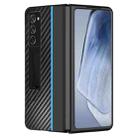 For Samsung Galaxy Z Fold4 Carbon Brazed Metal Bracket Folding Phone Case(Blue) - 1