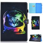 For Galaxy Tab S6 Lite Sewing Thread Horizontal Painted Flat Leather Case with Sleep Function & Pen Cover & Anti Skid Strip & Card Slot & Holder(Space Cat) - 1