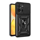 For vivo Y35 4G Sliding Camera Cover Design TPU+PC Phone Case(Black) - 1