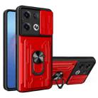 For OPPO Reno8 Pro 5G Sliding Camshield TPU+PC Phone Case with Card Slot(Red) - 1