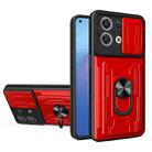 For OPPO Reno8 5G Sliding Camshield TPU+PC Phone Case with Card Slot(Red) - 1