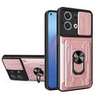 For OPPO Reno8 5G Sliding Camshield TPU+PC Phone Case with Card Slot(Rose Gold) - 1