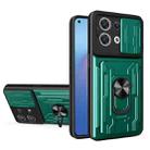 For OPPO Reno8 5G Sliding Camshield TPU+PC Phone Case with Card Slot(Dark Green) - 1