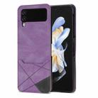 For Samsung Galaxy Z Flip3 5G Line Stitching Phone Leather Case with Card Slot(Purple) - 1