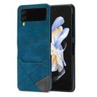 For Samsung Galaxy Z Flip4 Line Stitching Phone Leather Case with Card Slot(Blue) - 1