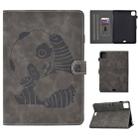 For iPad Pro 11 (2020) Embossing Sewing Thread Horizontal Painted Flat Leather Tablet Case with Sleep Function & Pen Cover & Anti Skid Strip & Card Slot & Holder(Gray) - 1