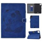For iPad Pro 11 (2020) Embossing Sewing Thread Horizontal Painted Flat Leather Tablet Case with Sleep Function & Pen Cover & Anti Skid Strip & Card Slot & Holder(Blue) - 1