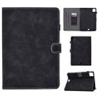 For iPad Pro 11 (2020) Embossing Sewing Thread Horizontal Painted Flat Leather Tablet Case with Sleep Function & Pen Cover & Anti Skid Strip & Card Slot & Holder(Black) - 1