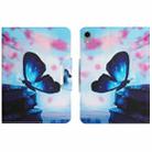 For iPad mini 6 Colored Drawing Horizontal Flip Leather Tablet Case(Blue Butterfly) - 1