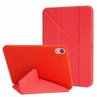 For iPad 10th Gen 10.9 2022 Millet Texture PU + Silicone 3-folding Leather Tablet Case(Red) - 1