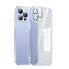 For iPhone 14 Ultra-thin PC Phone Case with Lens Film(Transparent Blue) - 1