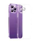 For iPhone 14 Ultra-thin PC Phone Case with Lens Film(Transparent Purple) - 1