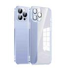 For iPhone 12 Ultra-thin PC Phone Case with Lens Film(Transparent Blue) - 1