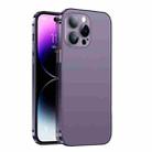 For iPhone 14 Plus 2 in 1 Metal Frame Frosted Phone Case with Lens Film(Transparent Purple) - 1