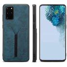 For Samsung Galaxy S20 Denior DV Elastic Card PU Back Cover Phone Case(Blue) - 1