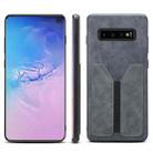 For Samsung Galaxy S10 Denior DV Elastic Card PU Back Cover Phone Case(Grey) - 1