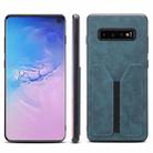 For Samsung Galaxy S10 Denior DV Elastic Card PU Back Cover Phone Case(Blue) - 1