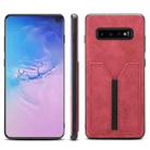 For Samsung Galaxy S10 Denior DV Elastic Card PU Back Cover Phone Case(Red) - 1