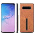 For Samsung Galaxy S10 Denior DV Elastic Card PU Back Cover Phone Case(Brown) - 1