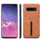 For Samsung Galaxy S10+ Denior DV Elastic Card PU Back Cover Phone Case(Brown) - 1