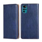 For Motorola Moto E32 India/E22s 4G Global Gloss Oil Solid Color Magnetic Leather Phone Case(Blue) - 1