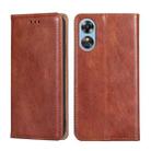 For OPPO A17 Gloss Oil Solid Color Magnetic Leather Phone Case(Brown) - 1