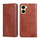 For vivo Y16 4G/Y02s 4G Gloss Oil Solid Color Magnetic Leather Phone Case(Brown) - 1