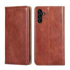 For Samsung Galaxy A04s Gloss Oil Solid Color Magnetic Leather Phone Case(Brown) - 1