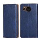 For Sharp Aquos sense7 Plus Gloss Oil Solid Color Magnetic Leather Phone Case(Blue) - 1