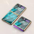 For Galaxy Z Flip GKK Glass + PC Foldable Painted Pattern Case(Blue Rhombus) - 1