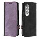 For Samsung Galaxy Z Fold 4 5G Side Buckle Double Fold Leather Phone Case(Purple) - 1