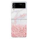 For Samsung Galaxy Z Flip 4 5G Foldable Colored Drawing PC Phone Case(Pink White Marble) - 1