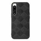 For Sony Xperia 5 IV Weave Plaid PU Phone Case(Black) - 1