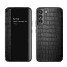 For Samsung Galaxy S23+ 5G Crocodile Texture Window View Leather Phone Case(Black) - 1