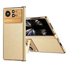 For Xiaomi Mix Fold 2 Electroplated Frame Plain Leather Phone Case(Champagne Gold) - 1