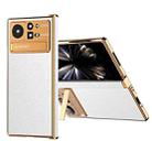 For Xiaomi Mix Fold 2 Electroplated Frame Plain Leather Phone Case(White) - 1