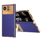 For Xiaomi Mix Fold 2 Electroplated Frame Plain Leather Phone Case(Sapphire Blue) - 1